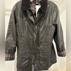 NWT Barbour Olive Green Wax Jacket Coat Women Size 8 New with Tags Beadbell